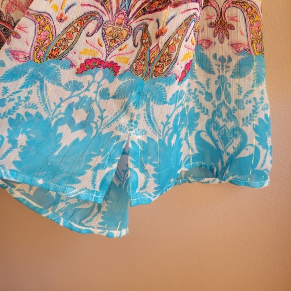 DR2 Women’s Medium Long Sleeve Shirt Boho Tunic Top Pop Over Tassels Multicolor - Picture 8 of 11